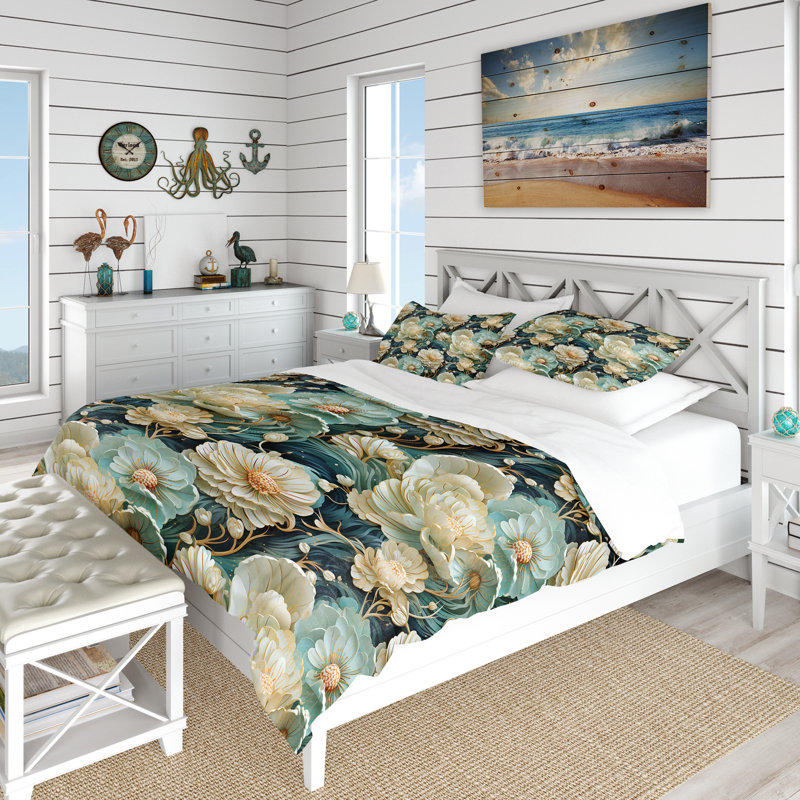 Ensemble de housse de couette Flower Oceanic, Housse de couette pour très grand lit et 2 très