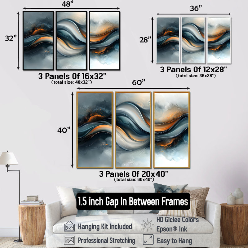 Parallel Streams of Fractal Horizon I - Art mural en spirale - ensemble de 3, H 32 po x l 48 po, Brun