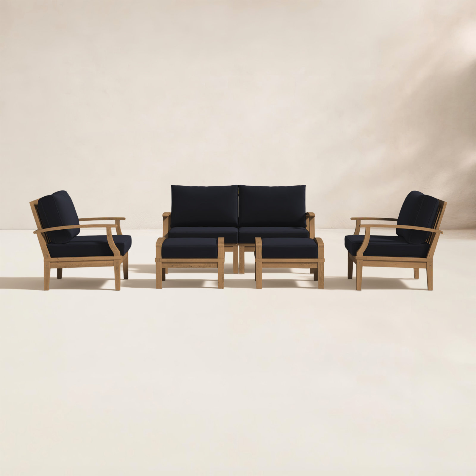 Marina 4-Person Teak Patio Seating Group, Navy