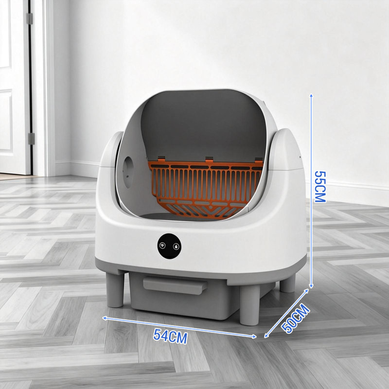 Self Cleaning Cat Litter Tray, Open-Top Automatic Cat Litter Box, App Control with Safety Sensors, 9L Large Waste Bin/Odor-Free Anti-Pinch Smart Robot Litter Box for Multiple Cats Households
