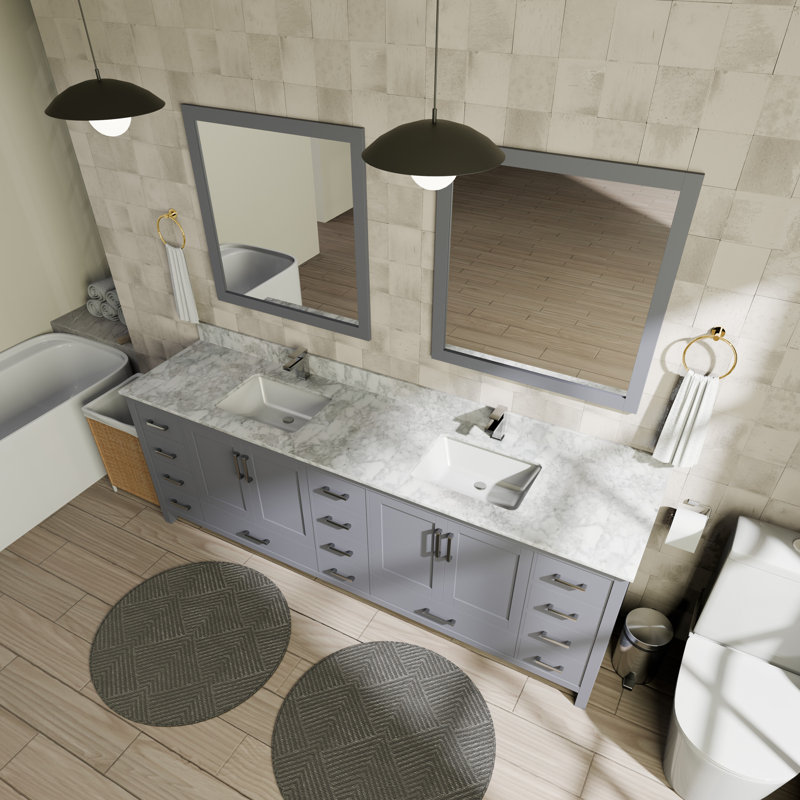 Meuble-lavabo double l 84 po x P 22 po Jacques, Gris foncé