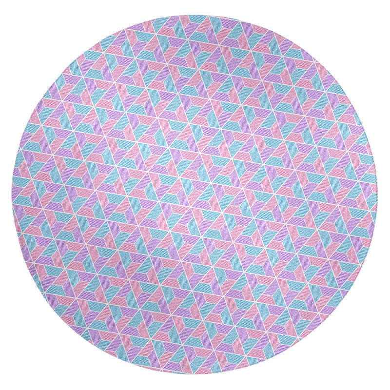 Chenille Geometric Indoor Rug, Round 5'