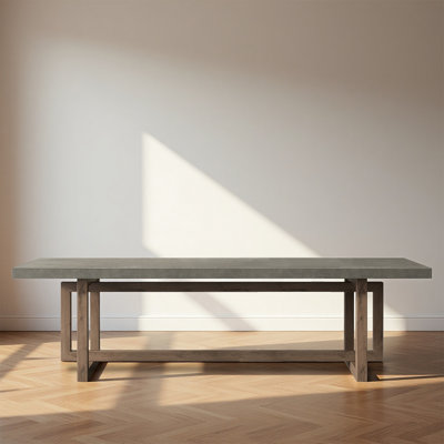 Solid Wood Rectangular Dining Table in Cement Gray