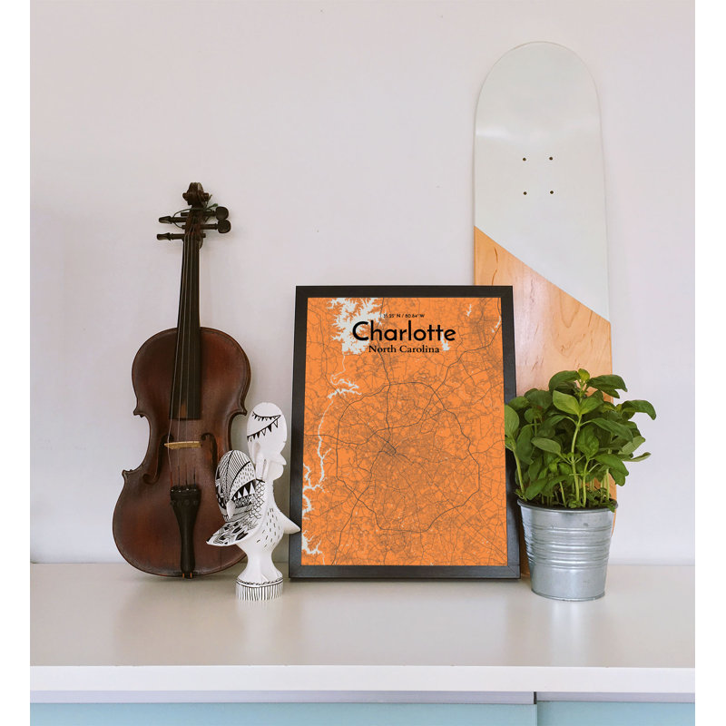 Charlotte City Map - No Frame Print, 97.6 cm H x 50 cm W
