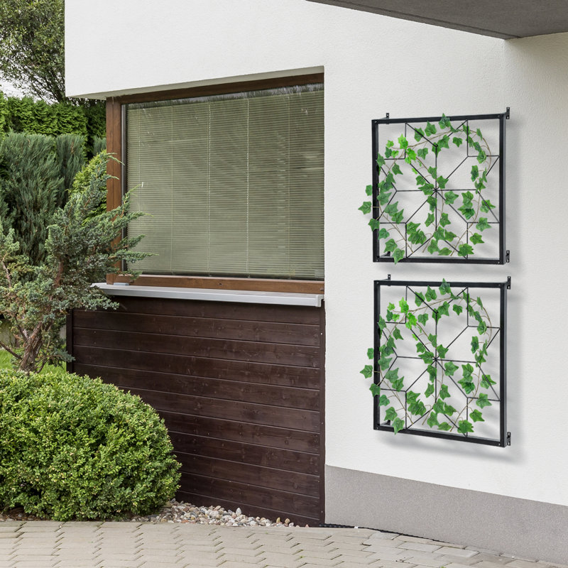 Ensemble de 2 grands treillis de jardin en métal, cadres muraux en forme d'étoile de 25 x 24 pouces pour vignes et fleurs grimpantes