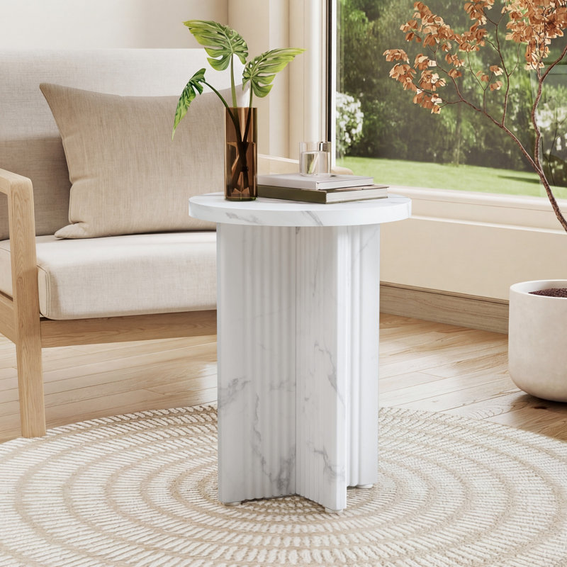 Table de bout en marbre, Blanc