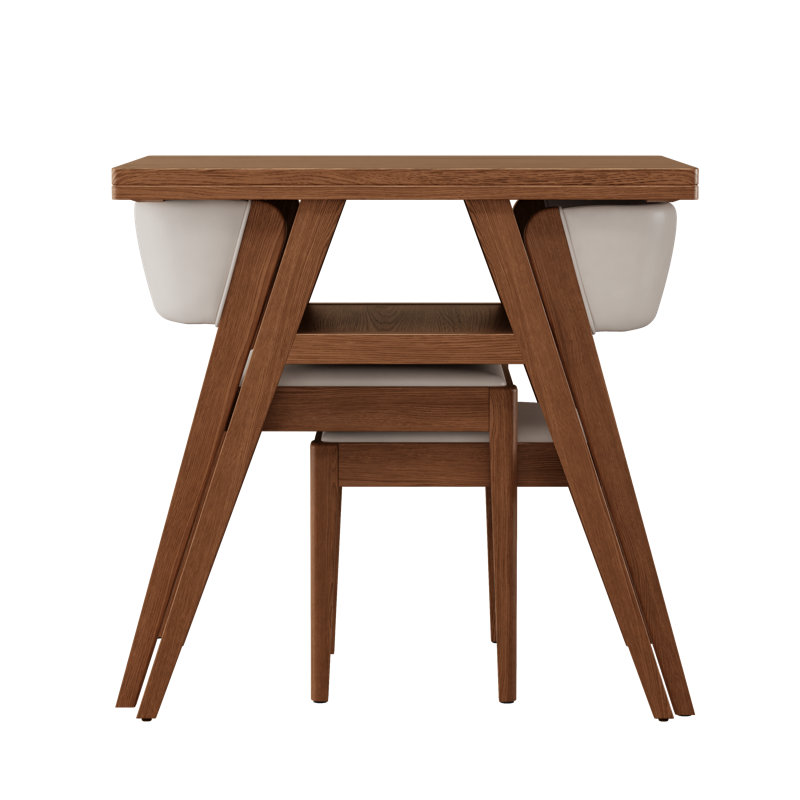 3-Piece Solid Wood Dining Table & Chair Set, Brown
