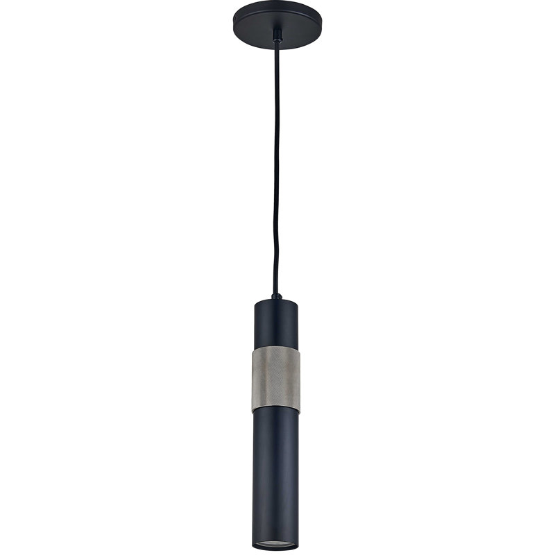 Luminaire suspendu à 1 lumière Fawziya, Noir mat / chrome satiné