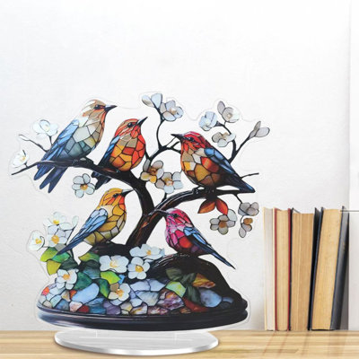 Ornement coloré d'oiseaux de table Décoration d'oiseaux en acrylique multicolore pour la maison