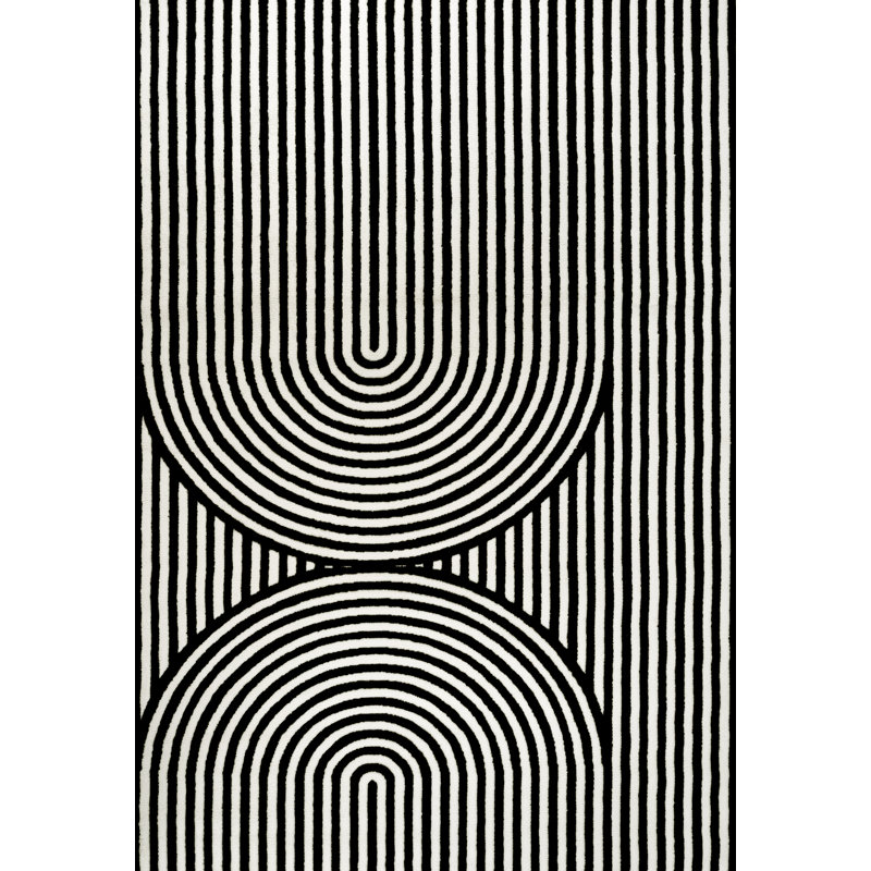 Tapis noir / blanc Sofia, Rectangle 5 pi 3 po x 7 pi 7 po