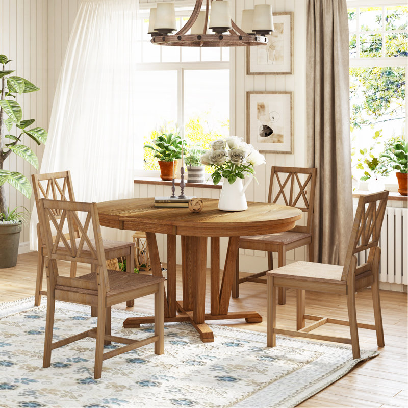 Ensemble de table de salle à manger extensible 5 pièces Rustic
