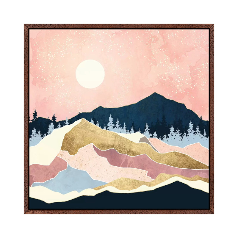 Coral Sunset - Print on Canvas, 45.72 cm H x 45.72 cm W, Brown Framed