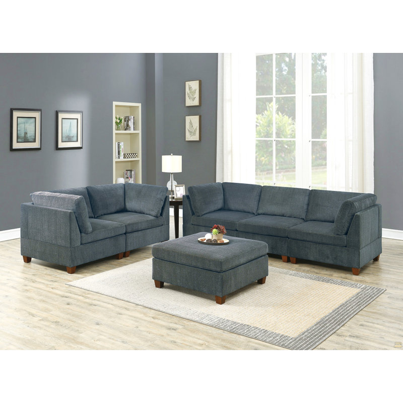 Ensemble de canapé modulaire en chenille gris 6 pièces