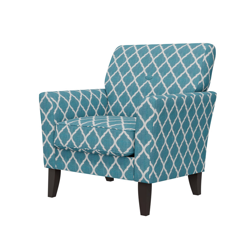 Chaise avec accoudoirs rembourrée Alex, Rayonne sarcelle / viscose
