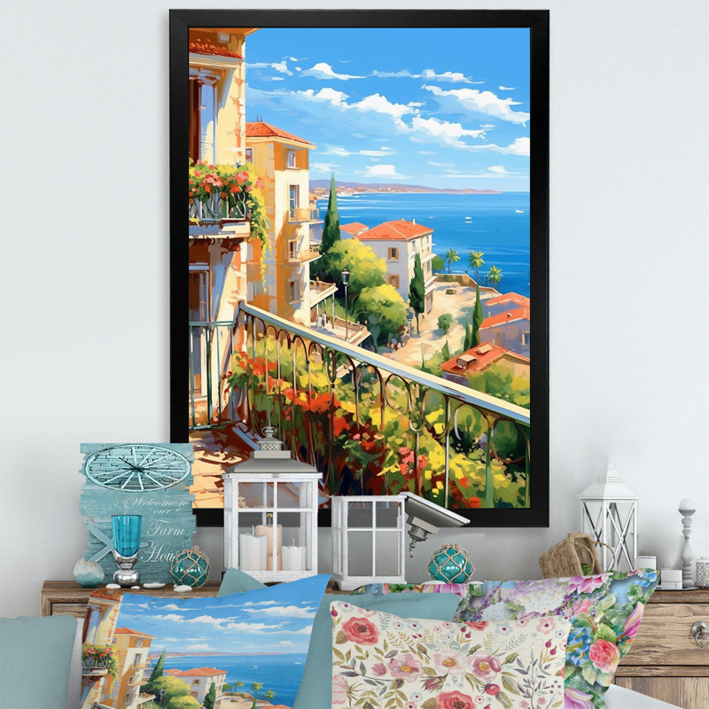 Beaux paysages en Italie - décoration murale Italie, Cadre simple noir, H 44 po x l 34 po x P 1,5 po