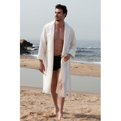 Men's Waffle Robe W Piping C Hooded Lightweight Cotton, Full Length Ultra Soft Spa Sleepwear Bathrobe - Waffle Weave Robe -  Alwyn Home, 13306CC44A884BF4A7661B2DD81DD8CD