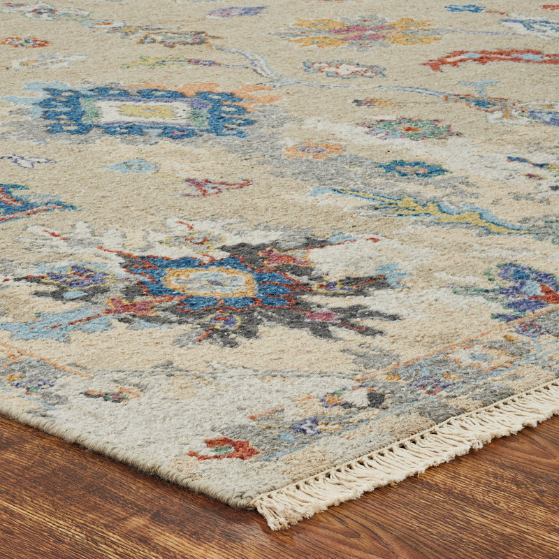 Zahara Hand Knotted Wool Area Rug, Rectangle 2' x 3'