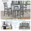 Dining Table Set, Wooden Dining Square Table Set  , Counter Height Kitchen Table Set With Square Table And  Upholstered Chairs  Small Space-121052620-121052621-121052623