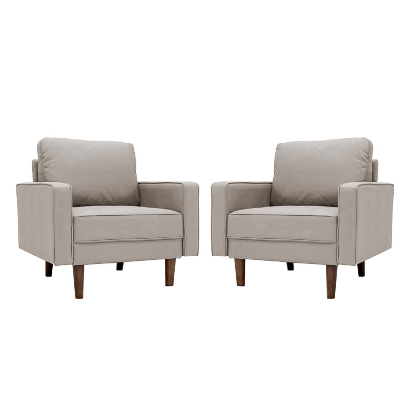 Bridgeview 32" Square Arm Accent Chair, Sofa Chair, Beige Set of 2, Beige