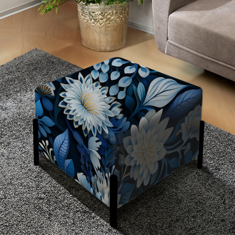 Fleurs russes bleues et blanches I - Repose-pieds botanique carré
