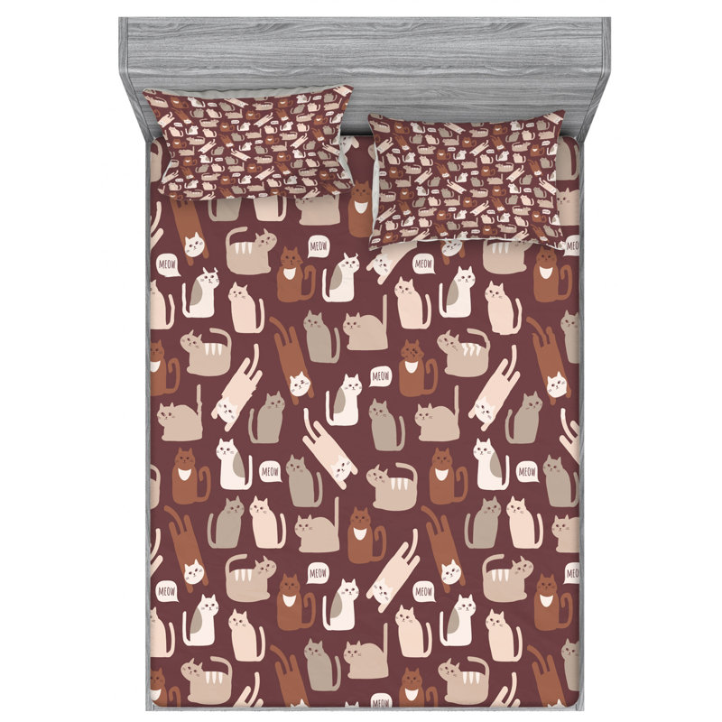 Microfiber Patterned Fitted Sheet, Queen Fitted Sheet with 2 Pillowcases