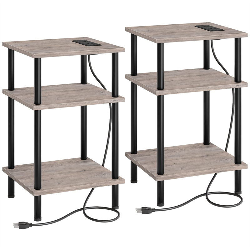 Ensemble de tables de bout Ayseli, Gris / noir