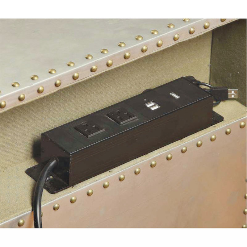 Gray Aluminum Industrial Nightstand with USB Power Dock