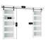 Portes de grange coulissantes doubles 64 po x 84 po en verre trempé givré avec quincaillerie d'installation -94393770