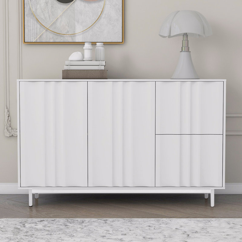 Buffet 47,2 "avec 2 portes et tiroirs, tablette réglable, garde-manger à pieds en métal