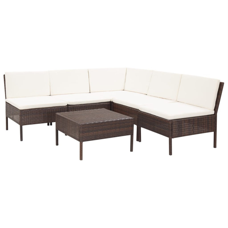 Abu-Sufyan 6 Piece Lounge Chair, White, Brown