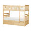 Lit superposé simple au-dessus de simple en bois massif, style transitionnel pour chambre de jeunes avec rangement sous le lit