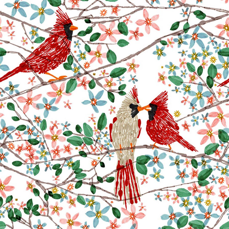 Panneau de papier peint adhésif Balsam, Rouge / Vert