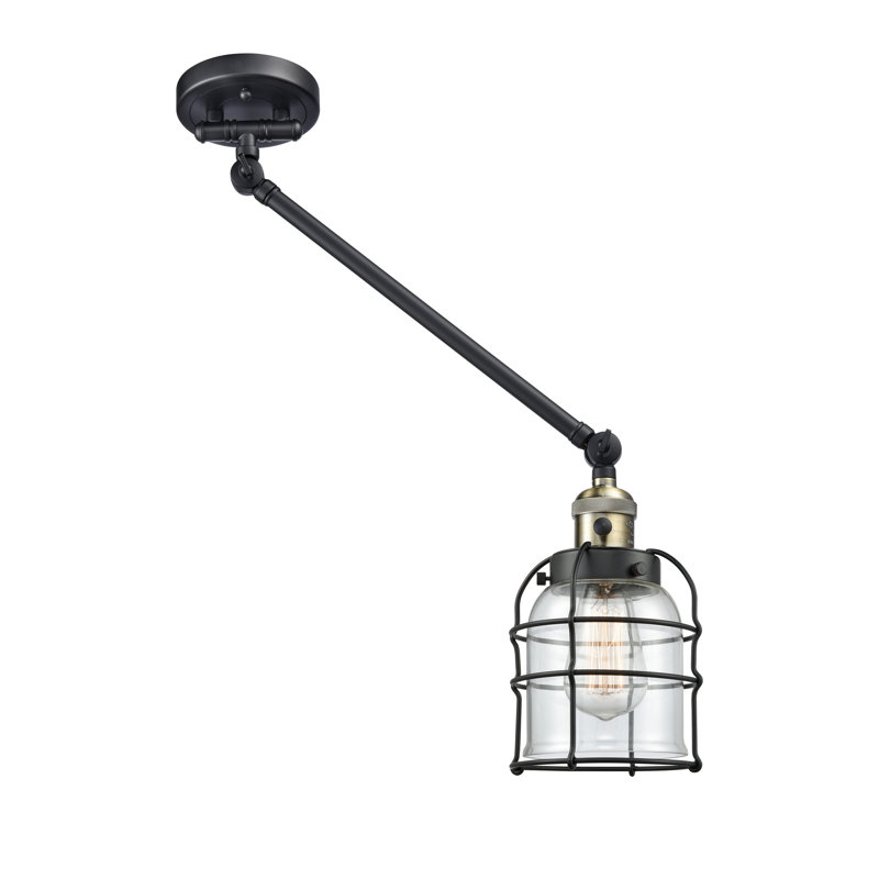 Koa Plug-in Swing Arm Sconce, Clear, Incandescent, Black Antique Brass