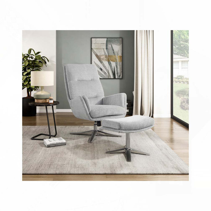 Fauteuil d'appoint pivotant confortable avec repose-pieds, Gris