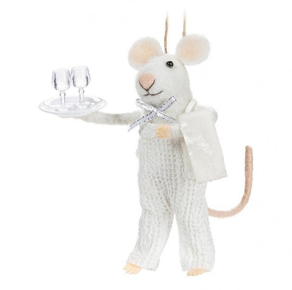 Dakota Fields Waiter Mouse With A Tray Of Drinks Ornament | Wayfair