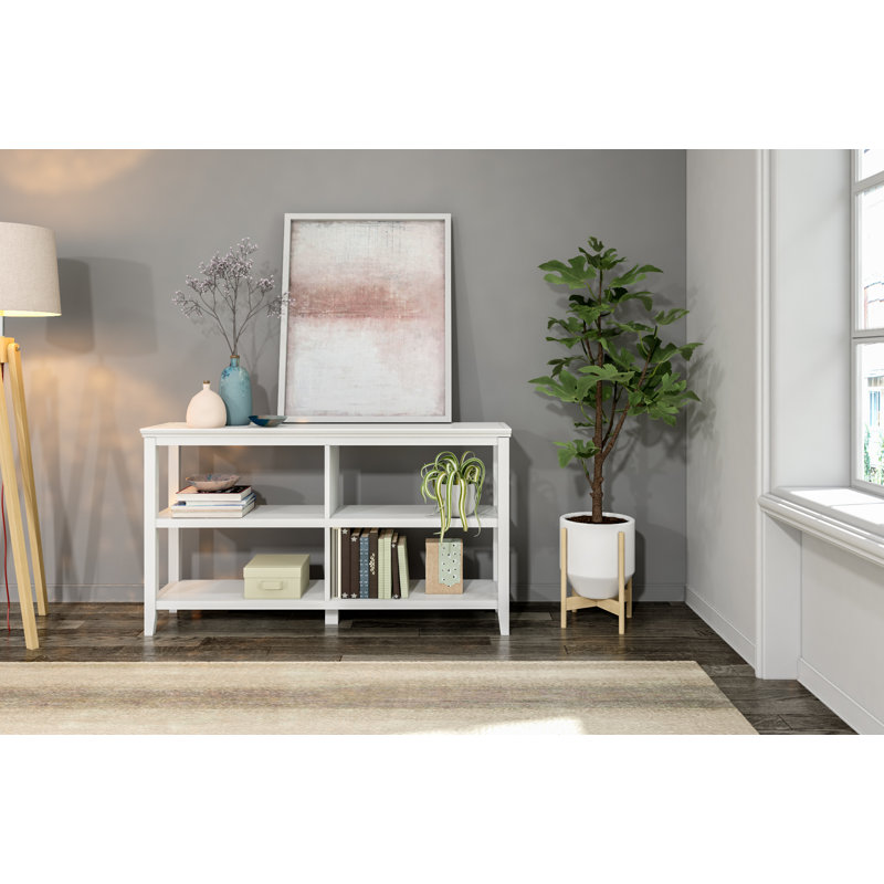 Lister Horizontal 54"W Low Wood Open Bookcase, White