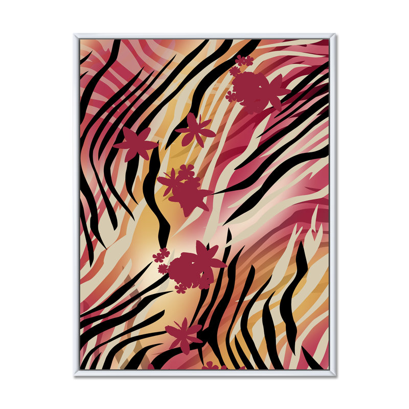 Peau de zèbre III - peinture, H 12 po x l 8 po x P 1 po, Toile à cadre flottant blanc