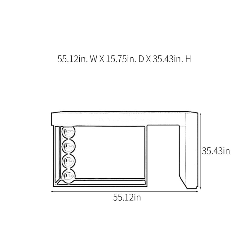 Console Modern Minimalist Art, Noir, Noir, H 35,43 po x l 55,12 po x P 15,75 po