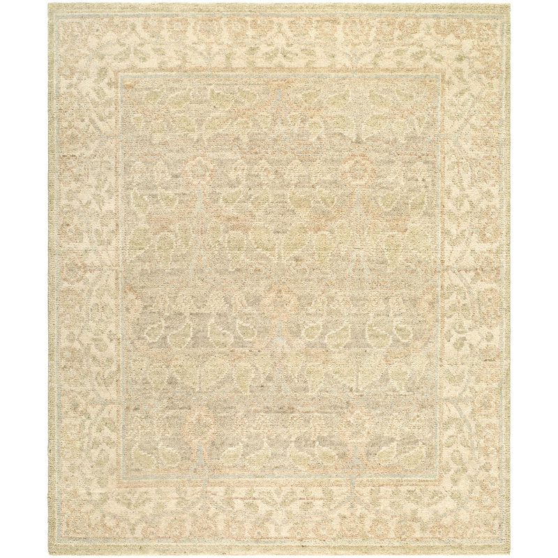 Picasso Hand Knotted Wool Vintage Look Area Rug in 'Beige, Rectangle 2' x 3'