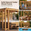Pergola Sunjoy en bois de cèdre de 3,2 m x 3 m avec paroi d'intimité à lattes et jardinières suspendues réglables