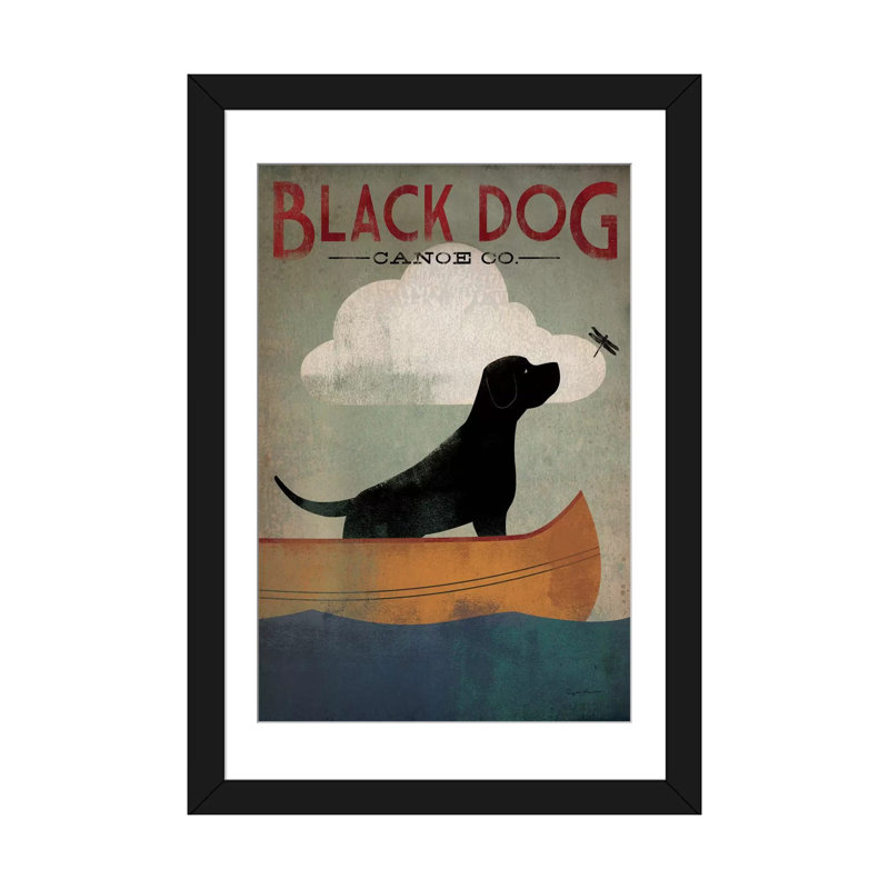 " Black Dog Canoe Co. I " by Ryan Fowler, 32" H x 24" W x 1" D, Black Framed