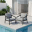 Ensemble de 2 fauteuils d'extérieur noirs en aluminium avec coussins-466168023-466168022