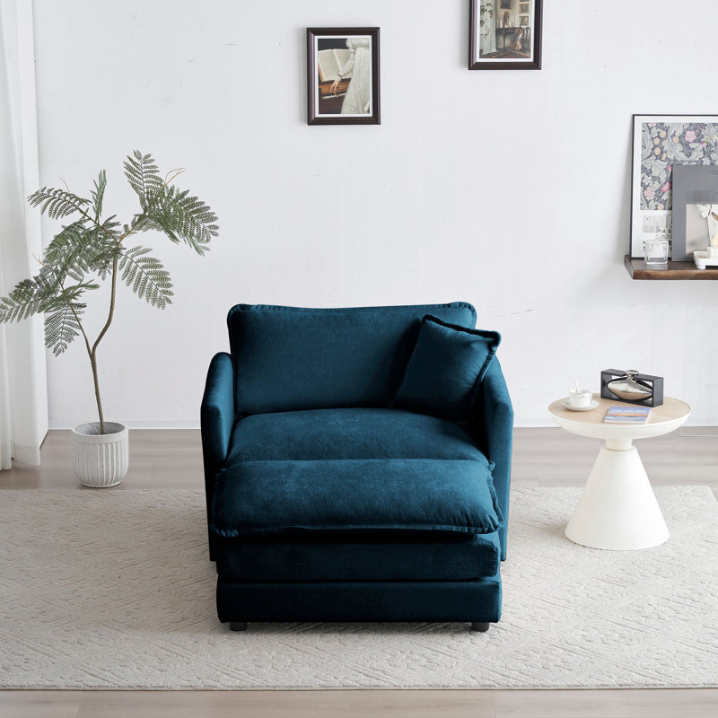 Fauteuil de salon moderne en chenille bleu avec fauteuil de chambre à coucher
