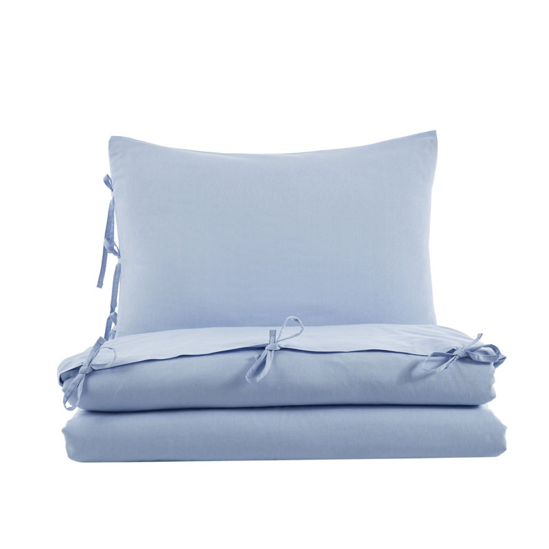 Solid Cream  Color Pollycotton104' X90' Duvet Cover Set With Two Shams, Blue, King Duvet Cover + 2 King Shams