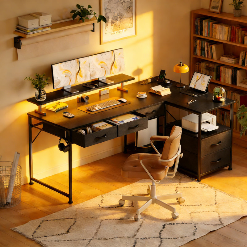 Metal Base Computer Desk, Black