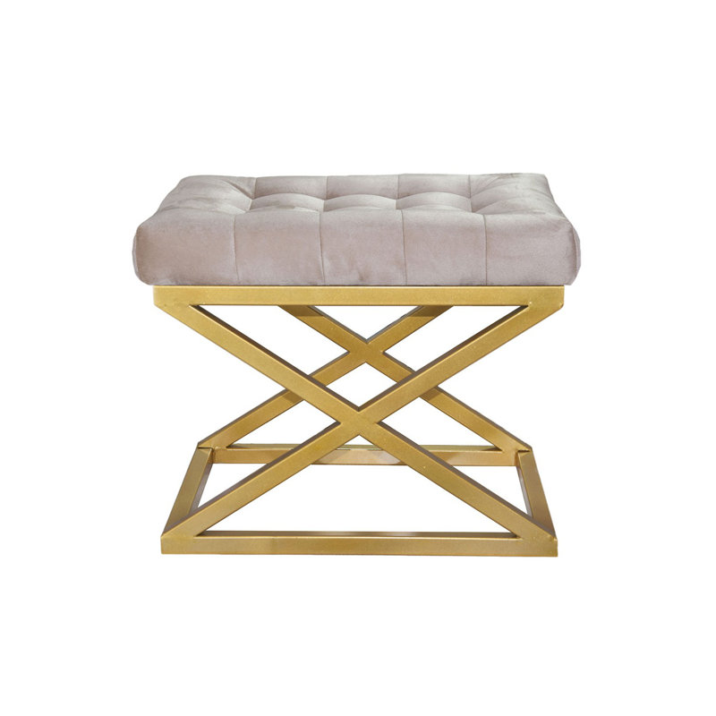 Pouf élégant avec structure en métal, doré, 19,7 po x 16,5 po x 15,7 po | Tissu 100% polyester, durable et confortable | Parfait pour le salon, la chambre à coucher ou la chambre de bébé, il ajoute une touche d'élégance et de polyvalence à tout 
