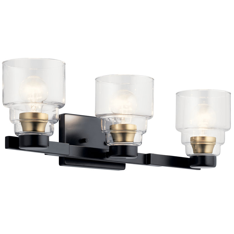 Éclairage pour salle de bain 3 lumières Ariarose, Noir, Transparent