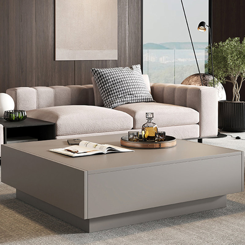 Creative minimalist square coffee table, Khaki, Khaki, 13.8" H x 35.4" L x 35.4" W