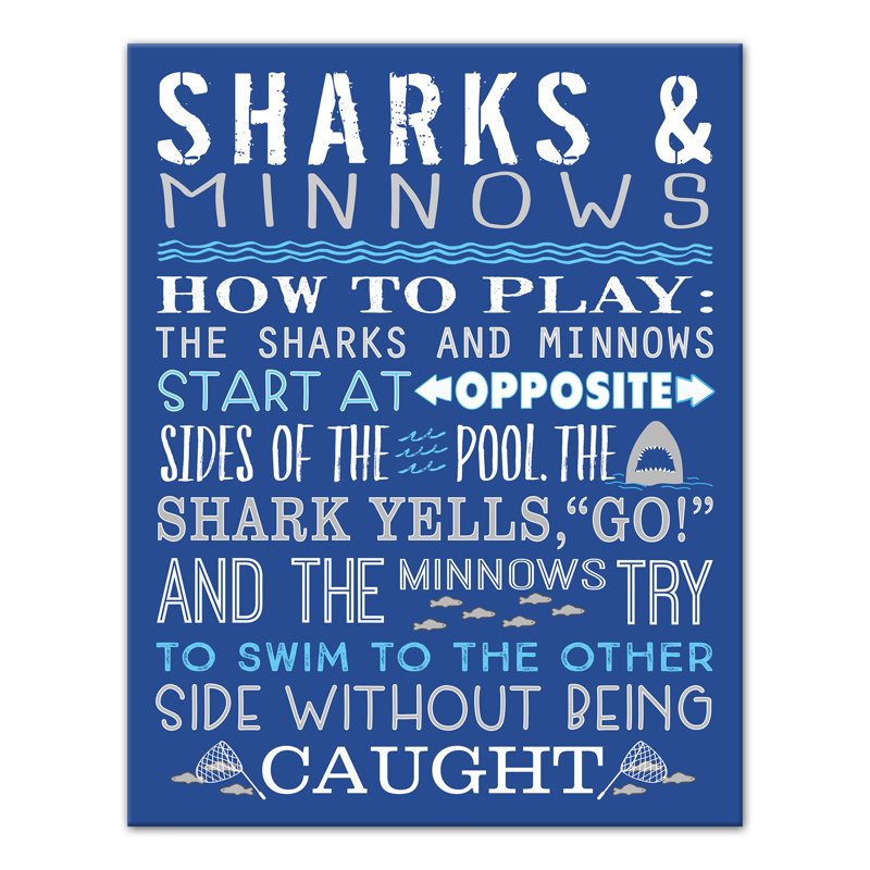 «Sharks and Minnows Pool Pool Rules», art textuel sur toile tendue