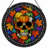 12"H Skull Pumpkins Stained Glass Window Panel